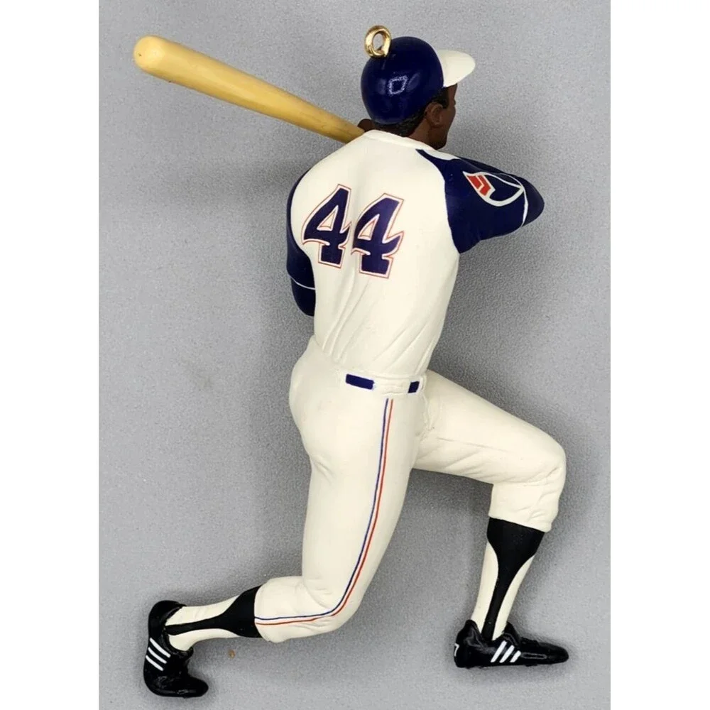 1997 Hallmark Hank Aaron At The Ballpark Christmas Tree Ornament & Trading Card